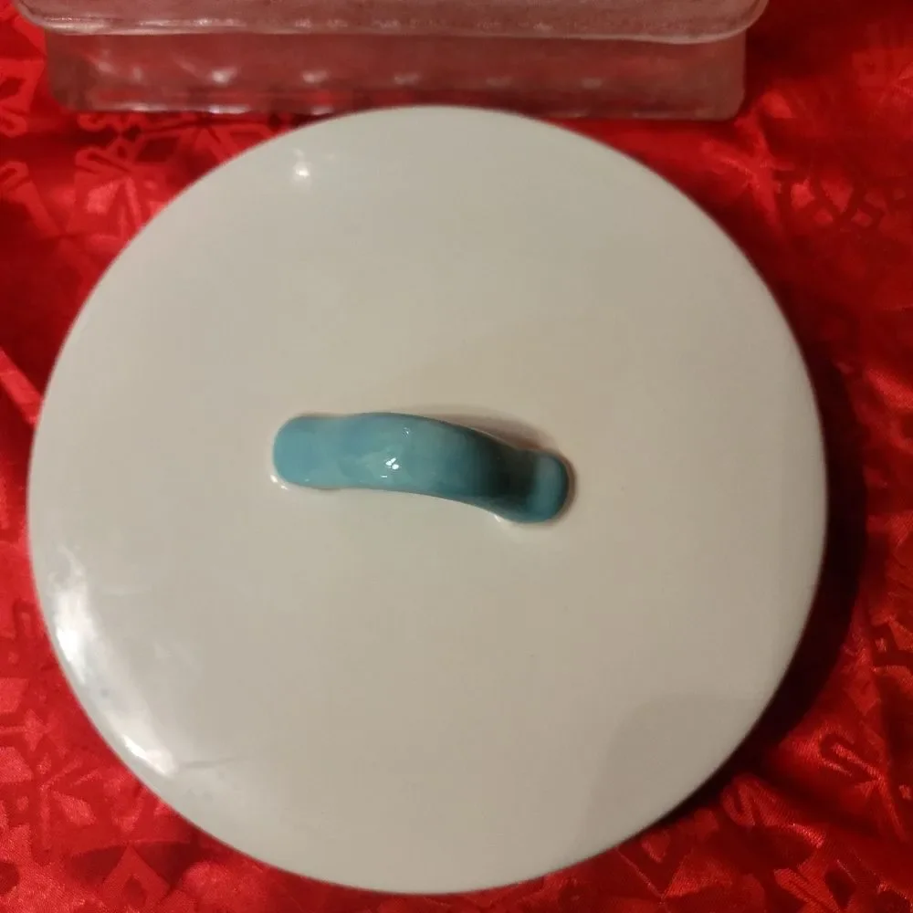 DesignPac Gnomemade Baking Co Ceramic Cookie Jar Huge White Teal Easter Gnome